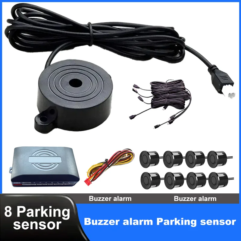 Kit di parcheggio universale con 8 sensori 22mm 12V Sistema di rilevamento radar di backup inverso per allarme cicalino per camion per auto