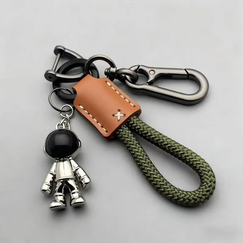 Personalisiertes Logo Schlüsselanhänger Ring Geflecht Seil Astronaut Anhänger Benutzerdefinierte Name Nummer Cartoon Niedlich Auto Leder Schlüsselanhänger Tasche Schlüsselanhänger Image