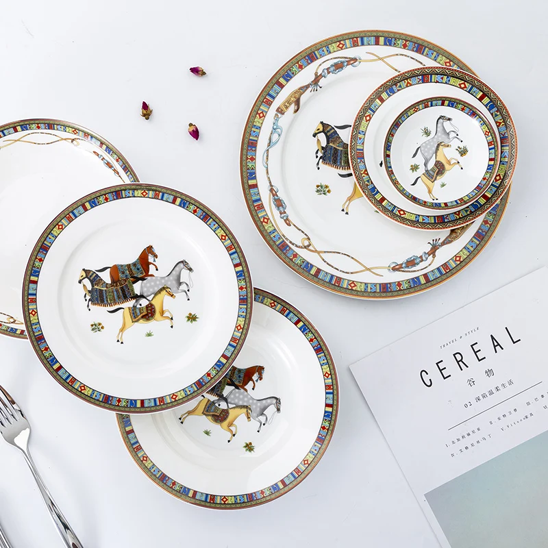 Pferdesteller im mongolischen Stil, Keramik-Pferde-Teller, keine Box, kein Logo Image