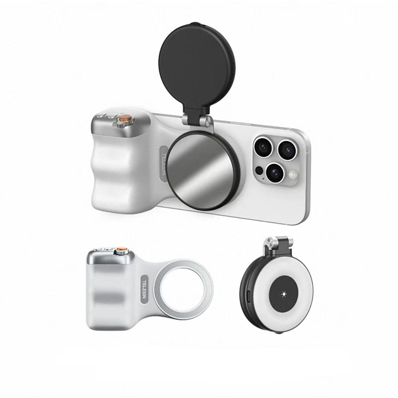 Smartphone Camera Grip Smart Phone Camera Holder Magnetic Detachable Remote Shutter 360 Rotating Magnetic Mount Self-Illuminating Easy Selfie Live Streaming Phone Fill Light Can be Used as a P