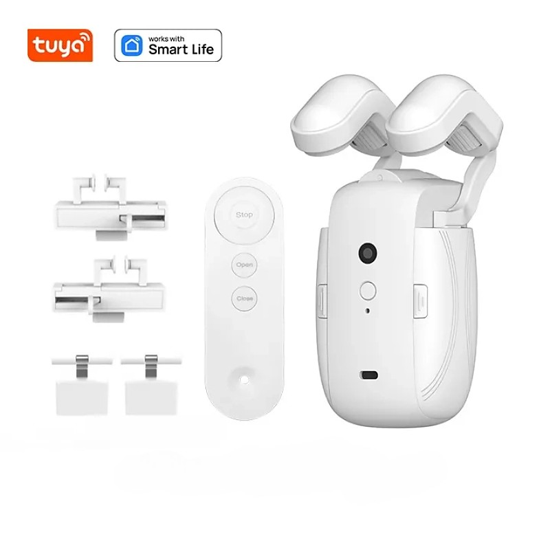 Smart Home Curtain Assistant Remote-Controlled Automatic Smart Curtain Companion Remote Dual-Opening Compatible with Roman Rods and TU Curtain Rods
