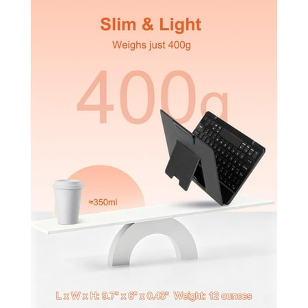 SHIQI-Universal Bluetooth Keyboard and Case for Tablet/Phone/Laptop Wireless Portable Slim Keypad and Mice Rechargeable Adjustable Bracket for iPad A16/Mini/Air/iPhone/Galaxy Z Fold Pure Black