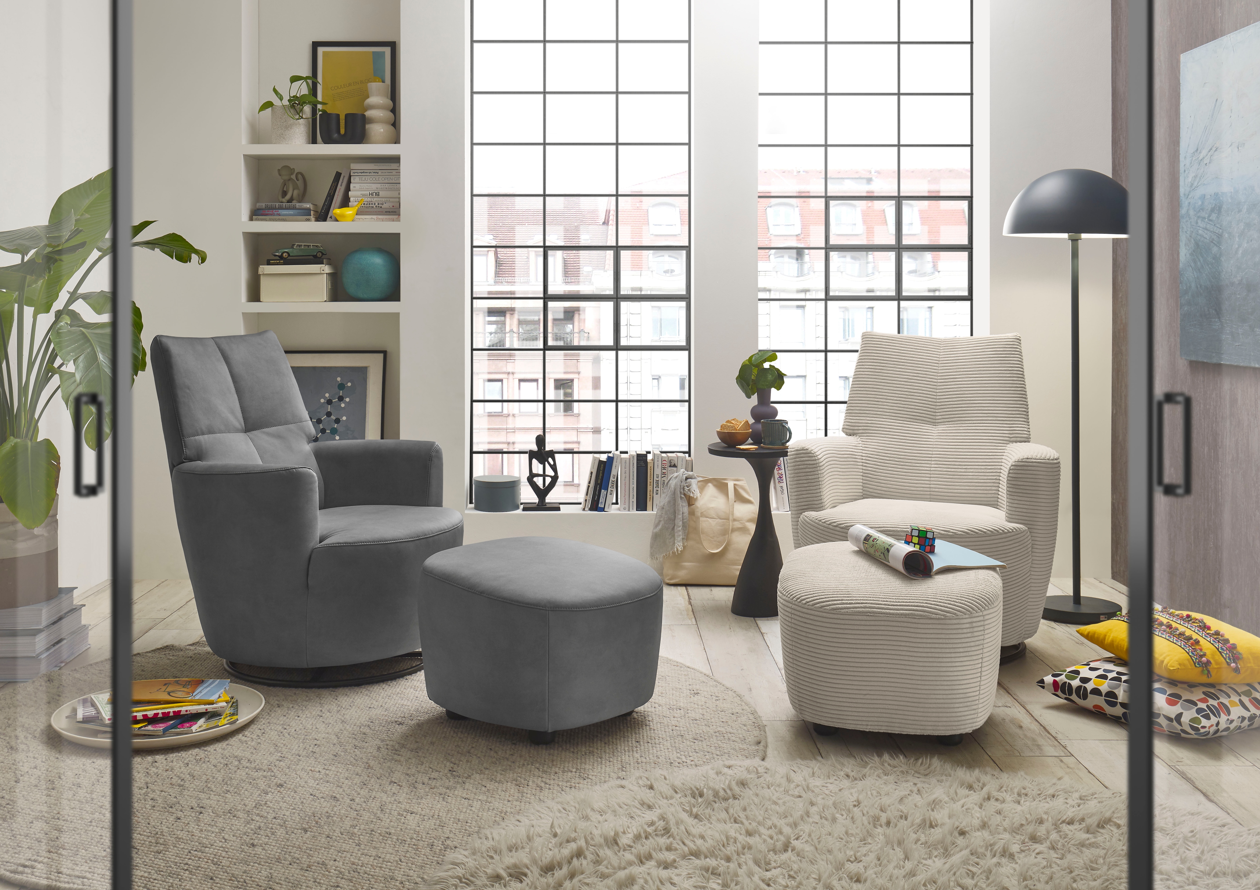 Relaxsessel "SO 1450", beige (cream gct 11), B:80cm H:96cm T:88cm, Luxus-Microfaser (Chenille)100% Polyester, SET ONE BY MUSTERRING, Sessel, Relaxsessel, mit Dreh- und Wippfunktion, inklusive Hocker