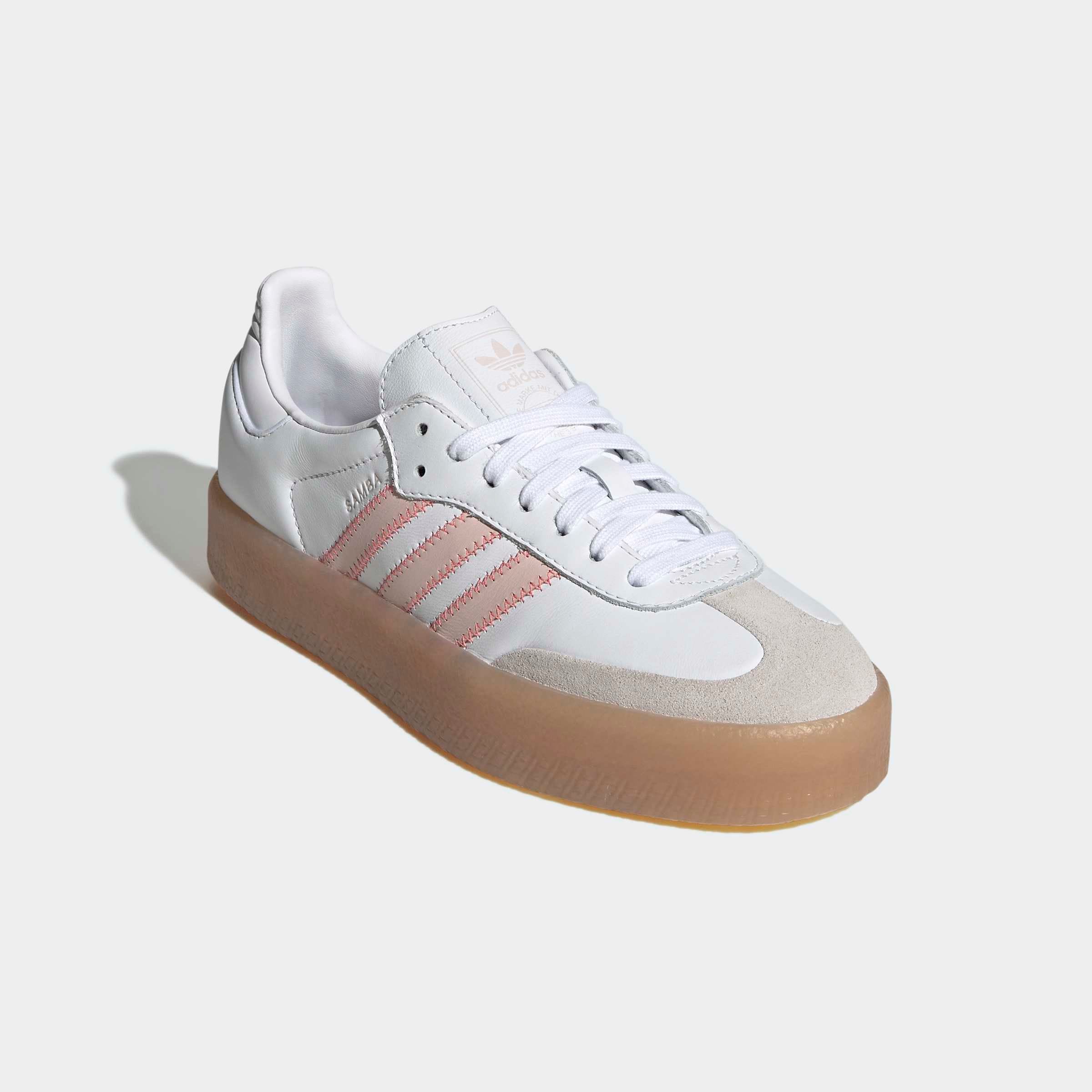 Sneaker ADIDAS ORIGINALS "SAMBAE", Gr. 39, cloud weiß, sandy pink, semi flash rot, Leder, Schuhe Sneaker