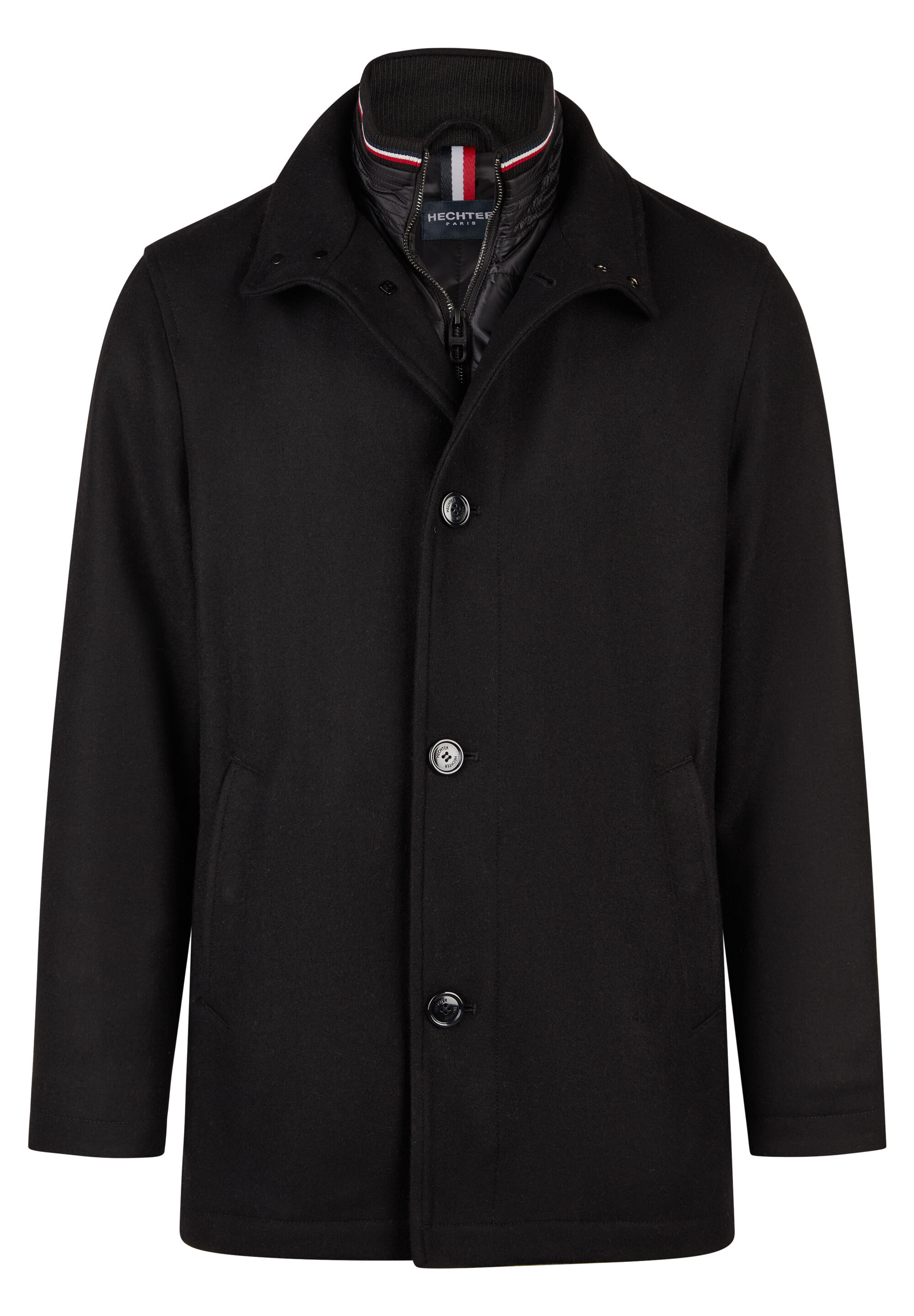 Funktionsjacke HECHTER PARIS "Jacke", Damen, Gr. 28, schwarz, 60% Wolle, 40% Polyester, unifarben, Basic, regular fit normal, Jacken Funktionsjacke, Modischer Look