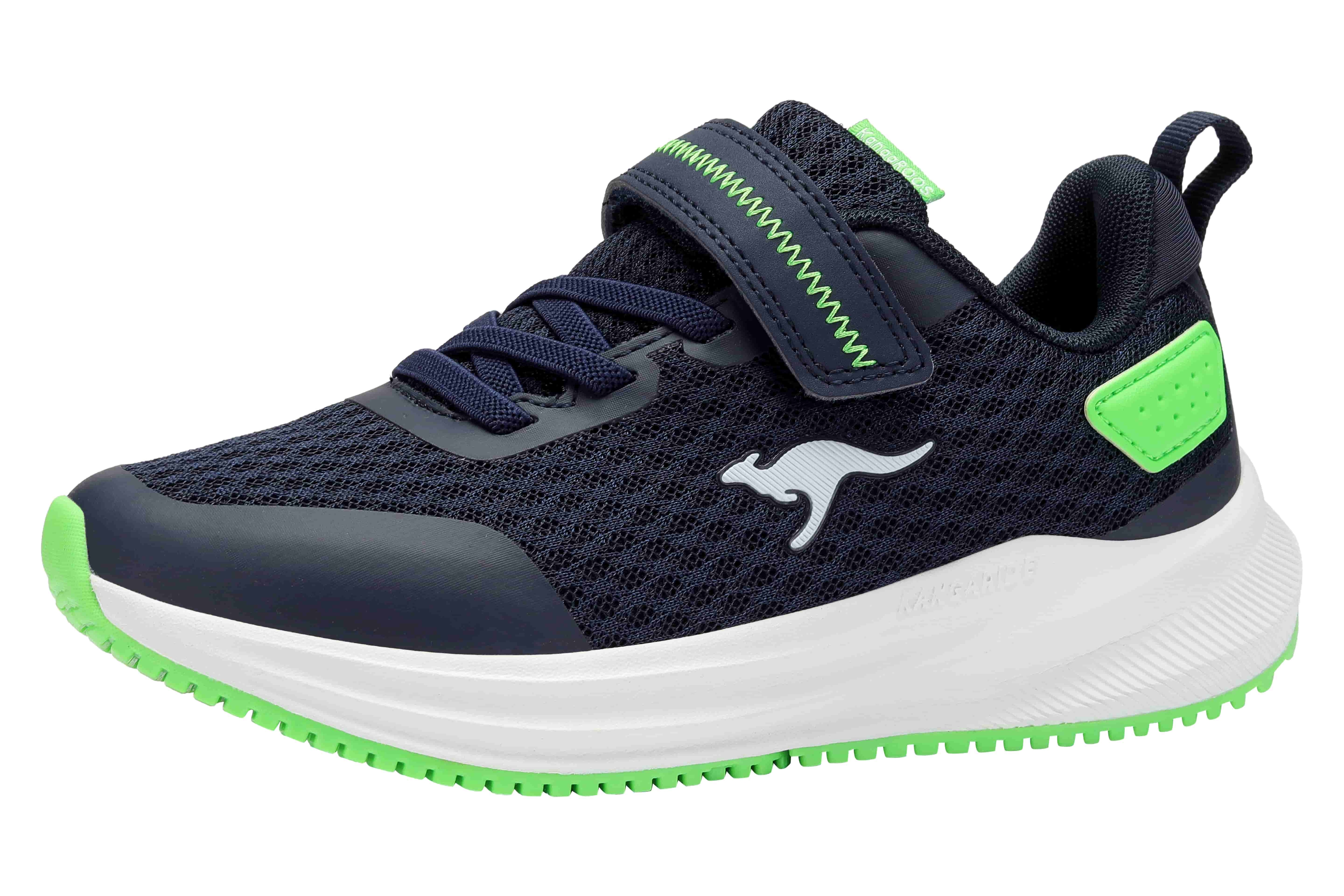 Sneaker KANGAROOS "K-RDK FAM EV", Damen, Gr. 37, dk navy, lime, Mesh, Synthetik, Schuhe Sneaker