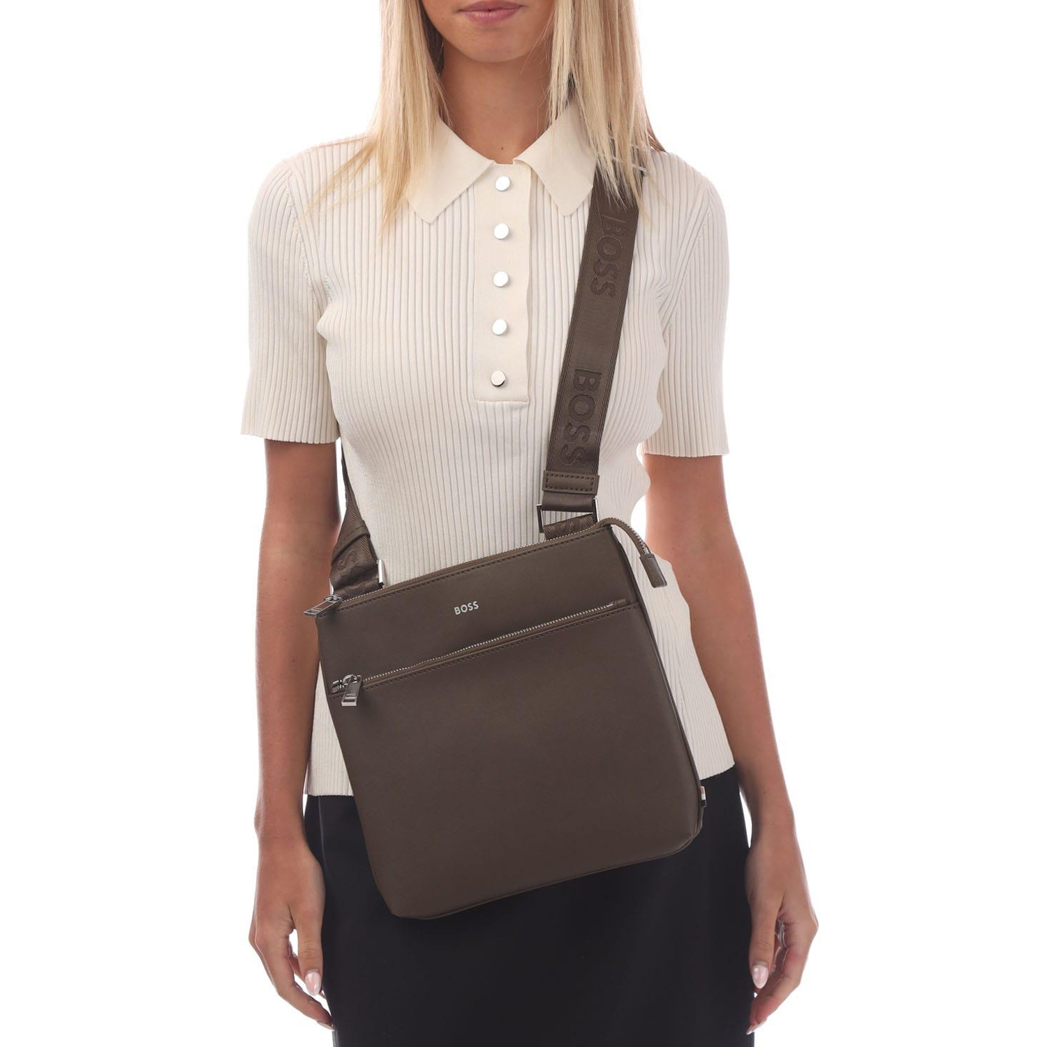 Hugo Boss - Umhängetasche "Zair", Geklebtes Leder, Mit Reißverschluss (Grün) Image