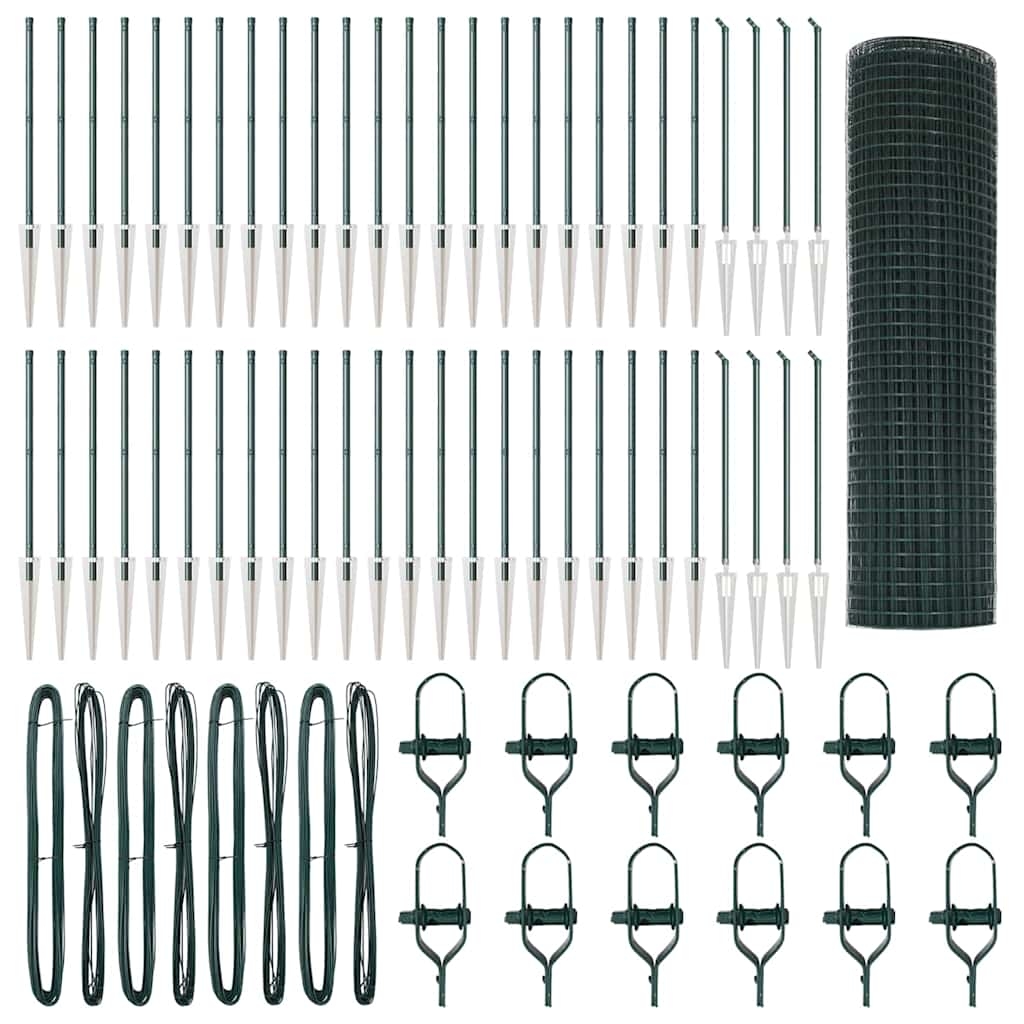 vidaXL Zaunpfosten Grün 100 x 0,6 m (12 x 12 mm Netz) Stahl und PVC Image