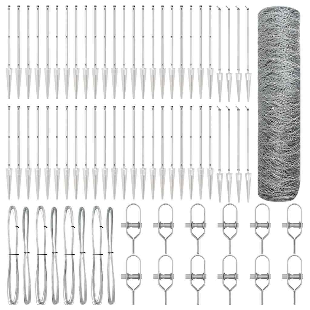 vidaXL Zaunpfosten Silber 100 x 0,4 m (50 mm Netz) Stahl Image