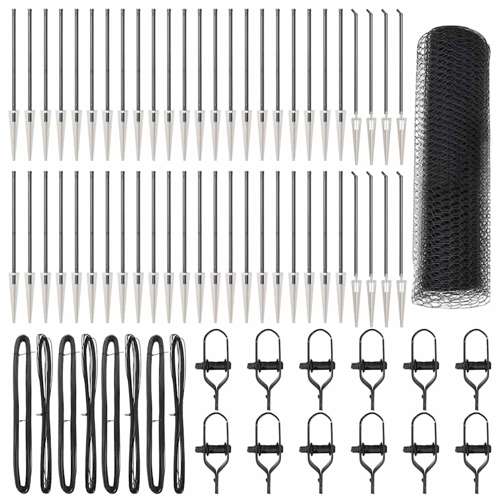 vidaXL Zaunpfosten Grau 100 x 0,5 m (25 mm Netz) Stahl und PVC Image
