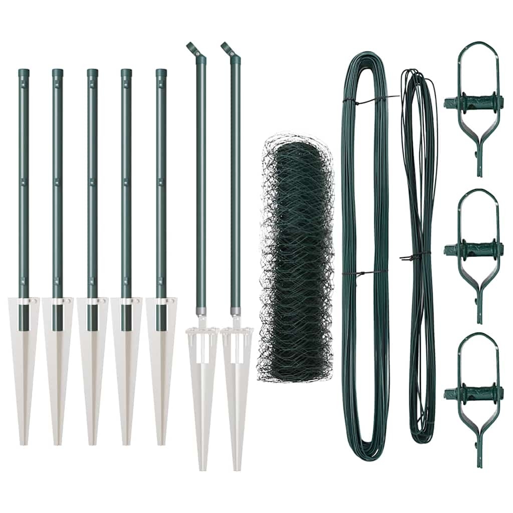 vidaXL Zaunpfosten Grün 10 x 0,8 m (36 mm Mesh) Stahl und PVC Image