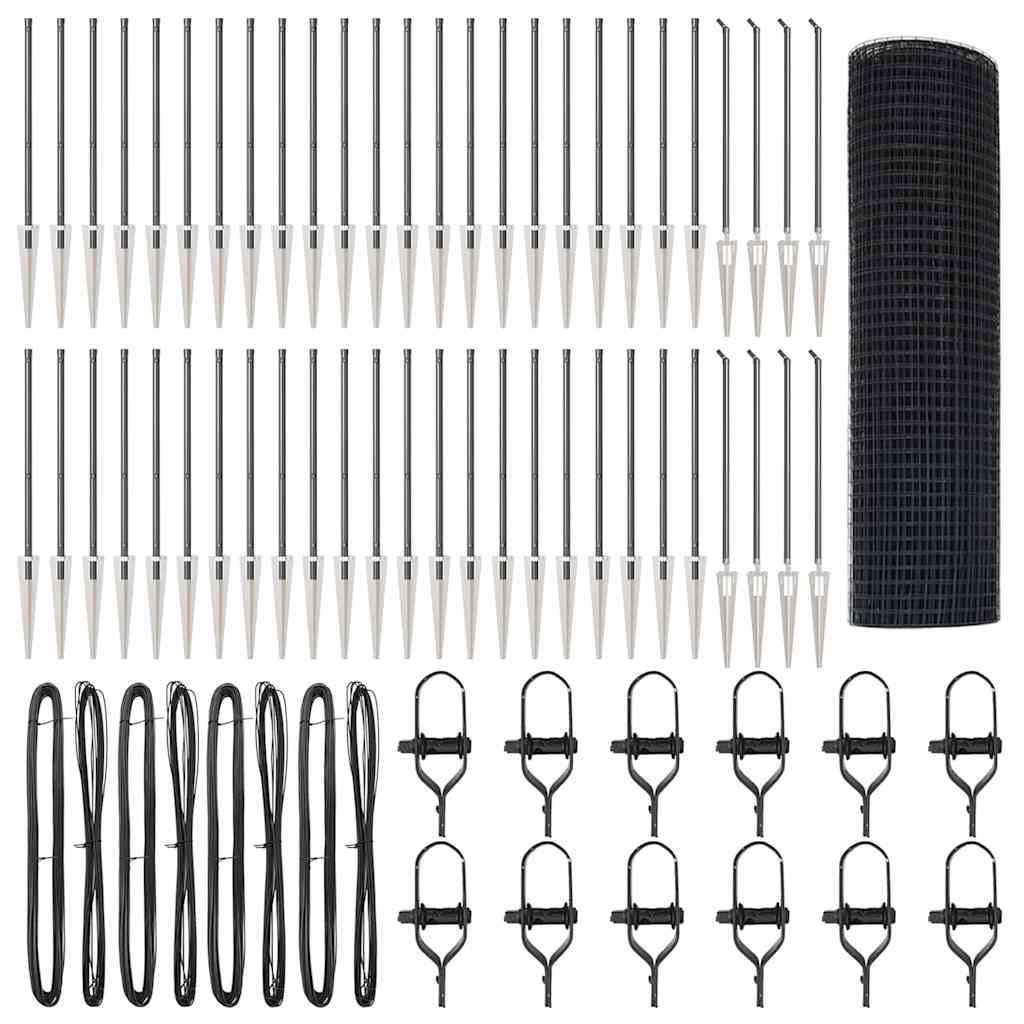 vidaXL Zaunpfosten Grau 100 x 0,5 m (19 x 19 mm Maschenweite) Image