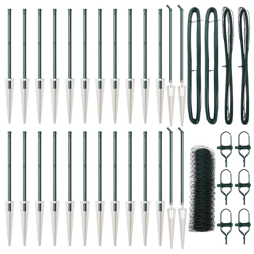 vidaXL Zaunpfosten Grün 50 x 0,4 m (36 mm Maschen) Stahl und PVC Image