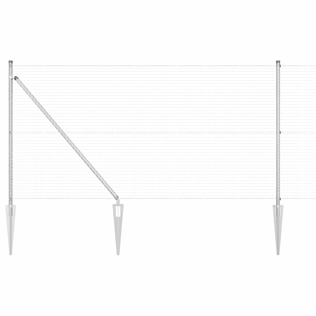 vidaXL Zaunpfosten Silber 50 x 1 m (25 x 25 mm Masche) Stahl Image