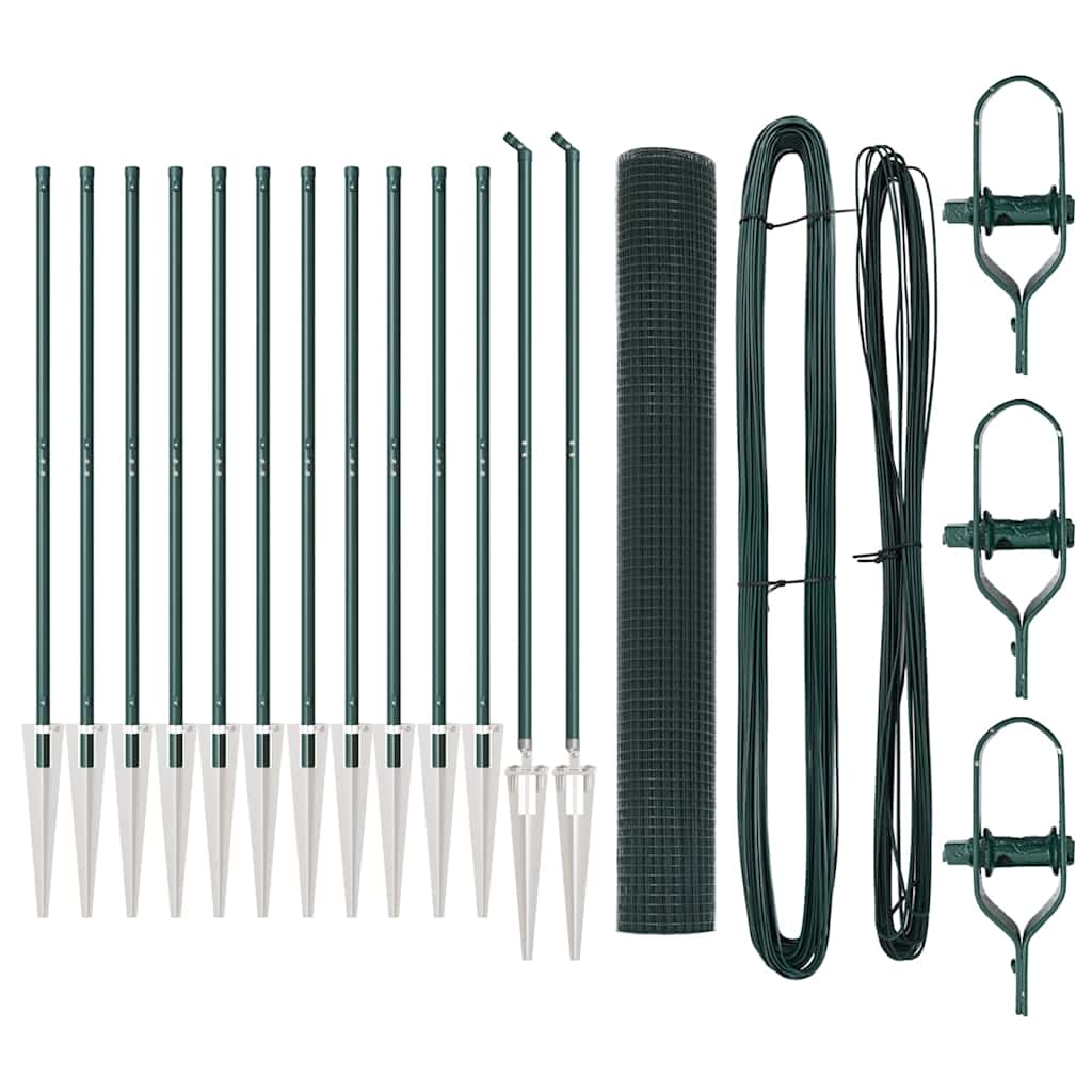 vidaXL Zaunpfosten Grün 25 x 1,2 m (12 x 12 mm Masche) Stahl und PVC Image
