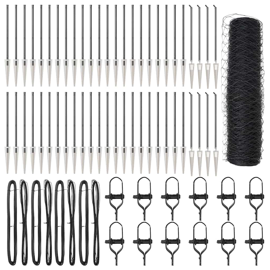 vidaXL Zaunpfosten Grau 100 x 1 m (50 mm Maschenweite) Stahl und PVC Image