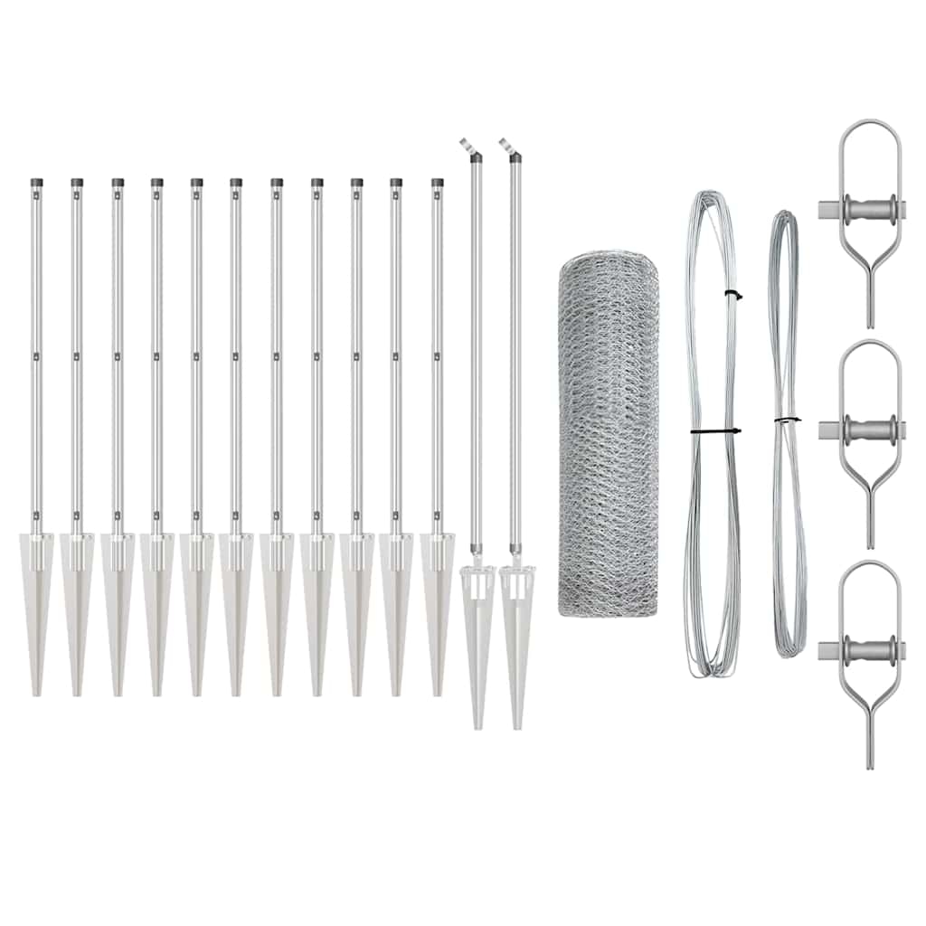 vidaXL Zaunpfosten Silber 25 x 1 m (25 mm Maschen) Stahl Image