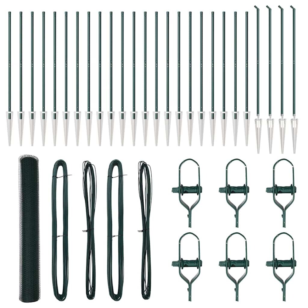 vidaXL Zaunpfosten Grün 50 x 1,2 m (25 mm Maschen) Stahl und PVC Image