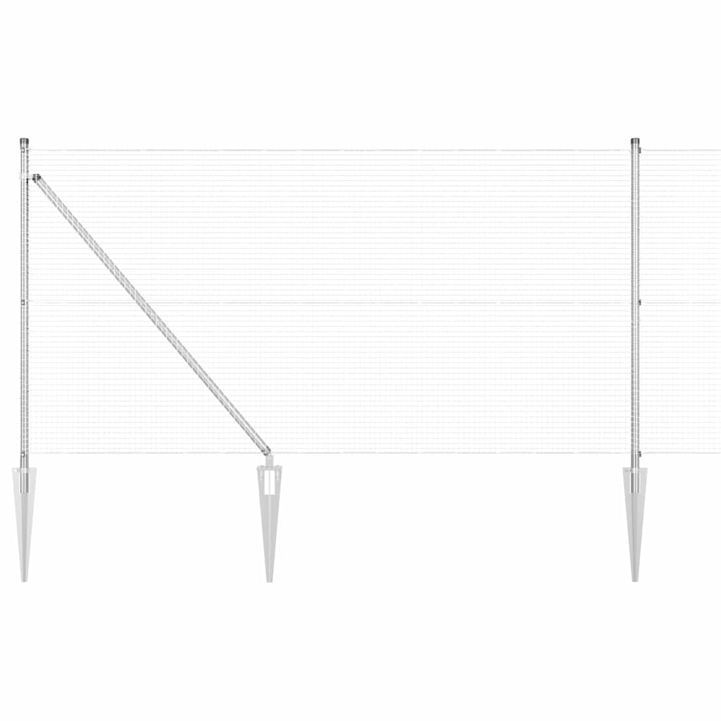 vidaXL Zaunpfosten Silber 50 x 1 m (19 x 19 mm Maschen) Stahl Image