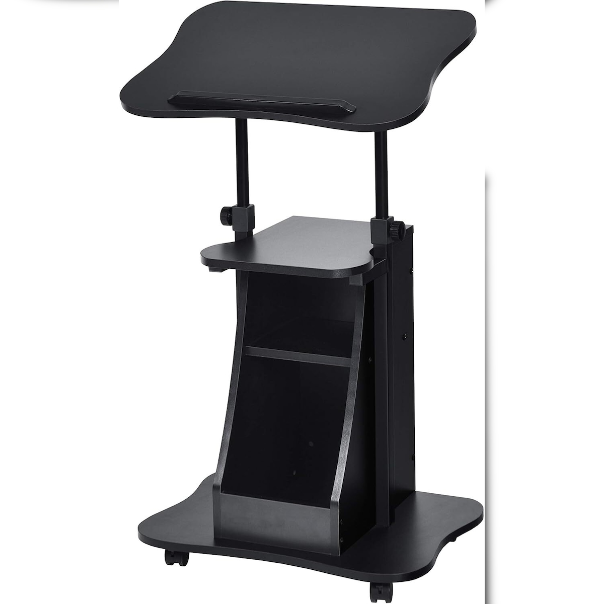 COSTWAY DREAMADE Verriegelbarer Computertisch mit Rädern, Höhenverstellbarer Beistelltisch von 66 cm bis 110 cm, Drehbare Ablage bei 180 ° Image