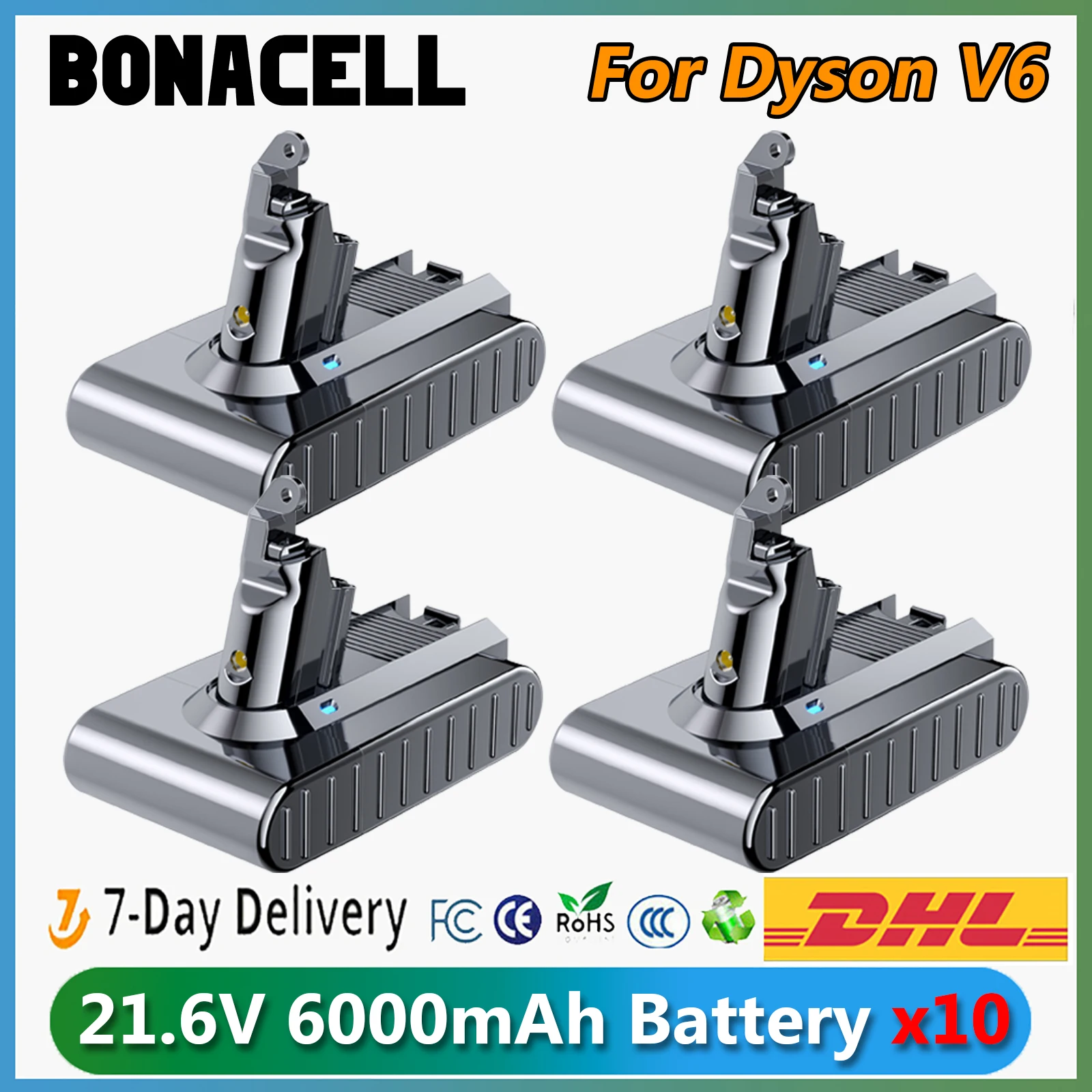 6000 mAh Für Dyson V6/DC58 Ersatz Batterie 21,6 V Für Dyson Staubsauger Akku Für Dyson Staubsauger DC62 Image
