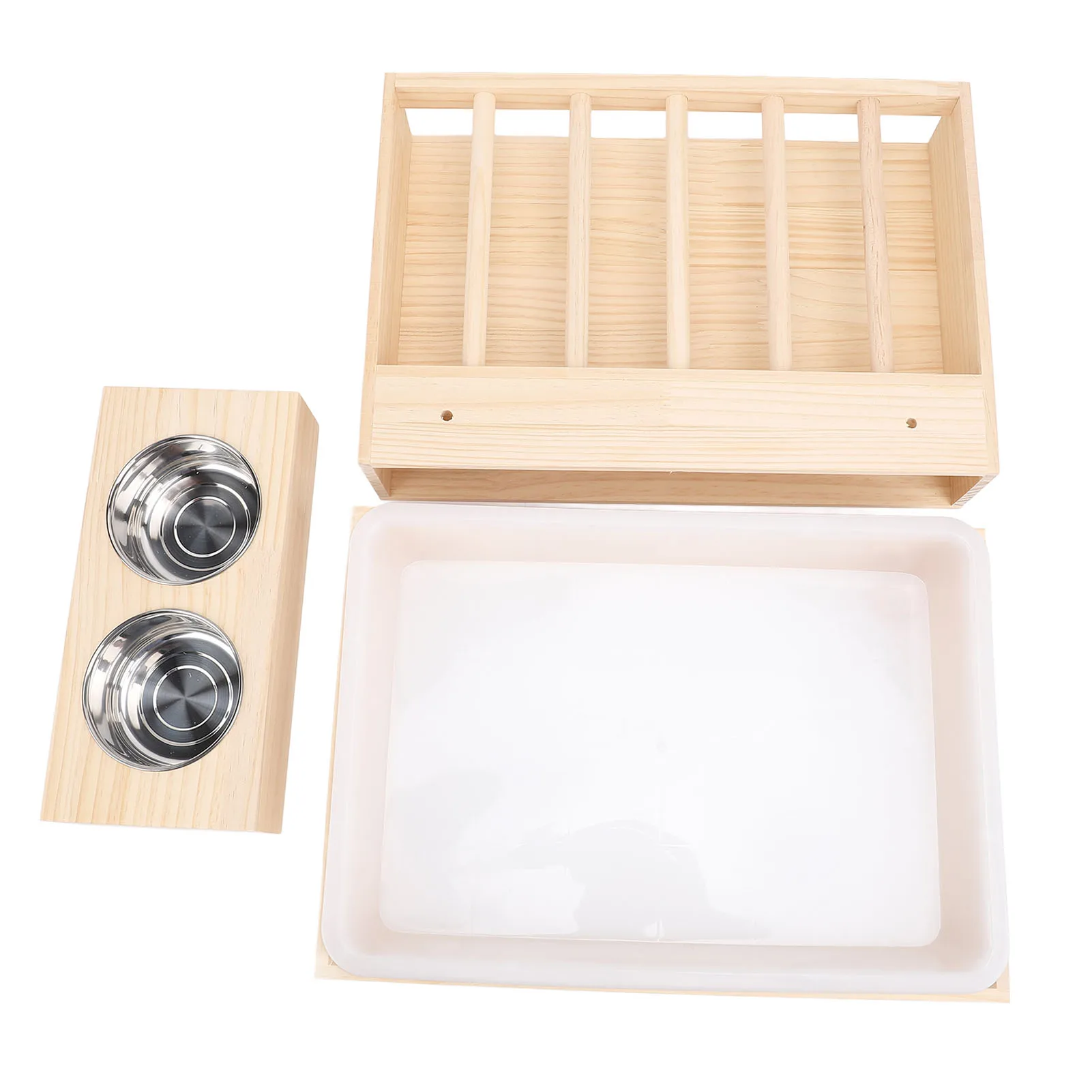 Kaninchen-Hoo-Futterspender, multifunktionaler Futterkrippe aus Holz, gesund, sauber, einfach zu montieren, geräumig, mit Katzentoilette für Zuhause Image