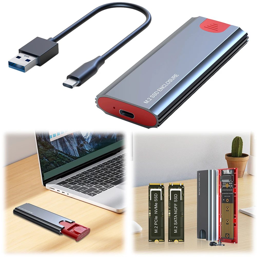 M.2 NGFF NVME Festplattengehäuse USB3.1 Gen2 Externes SSD-Gehäuse SSD-Festplattengehäuse für NVMe SSD Größe 2230/2242/2260/2280 Image