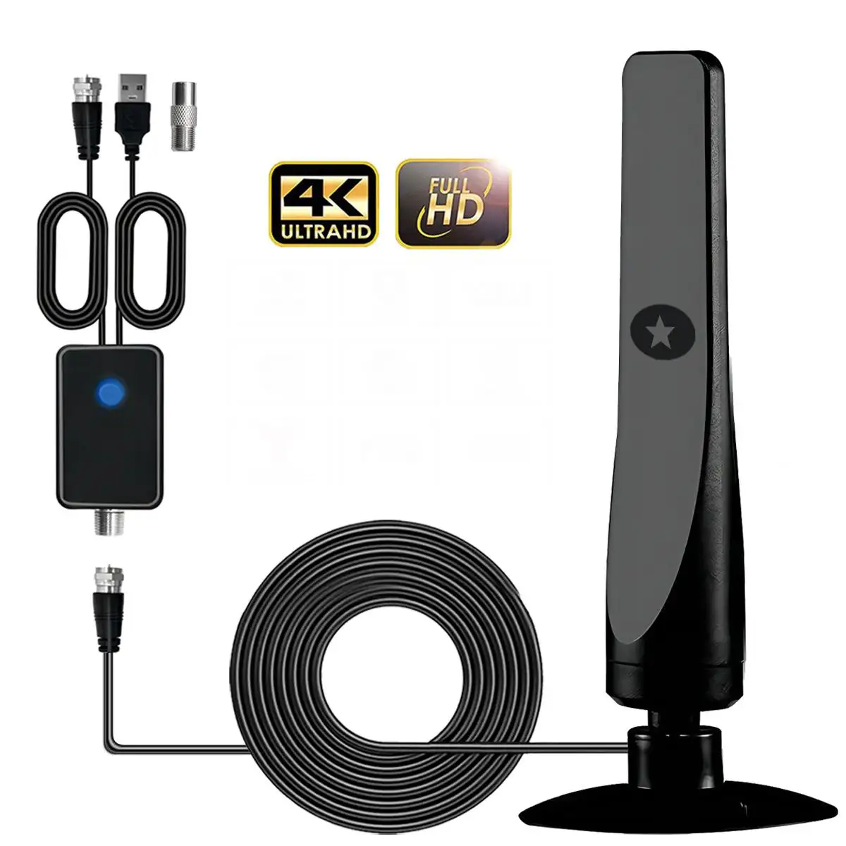 4K Neue Digitale TV-Antenne für Innen und Außen, High-Definition Digitalterrestrische Wellen-HDTV-Antenne, Unterstützt Mehrere Nationale TV-Standards Image