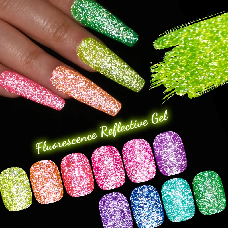 10 ml MTSSII Fluoreszenz Reflektierender Glitzer Gel Nagellack Semi Permanent Soak Off UV Maniküre Nail Art Lack HEMA/TPO FREE Image