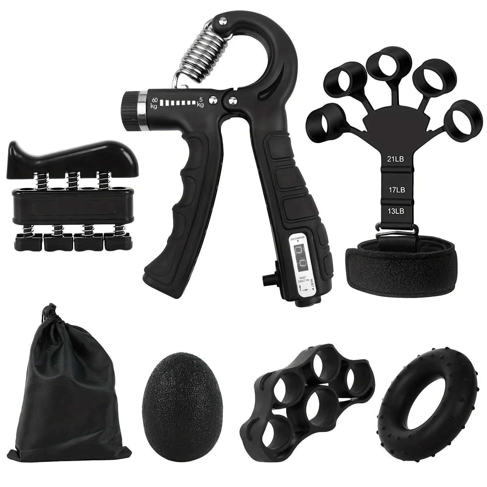 5–60 kg verstellbarer Griffkrafttrainer mit Fingertrainer, Handgriffverstärker für Muskelaufbau und Wiederherstellung von Verletzungen Image