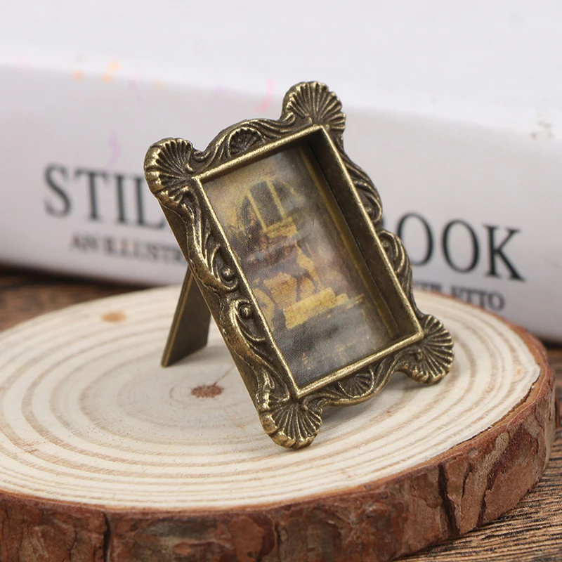 Möbel Spielzeug 1:12 Puppenhaus Bilderrahmen Miniatur Europäischer Vintage Fotorahmen für Puppenhaus Zubehör Niedlich Image