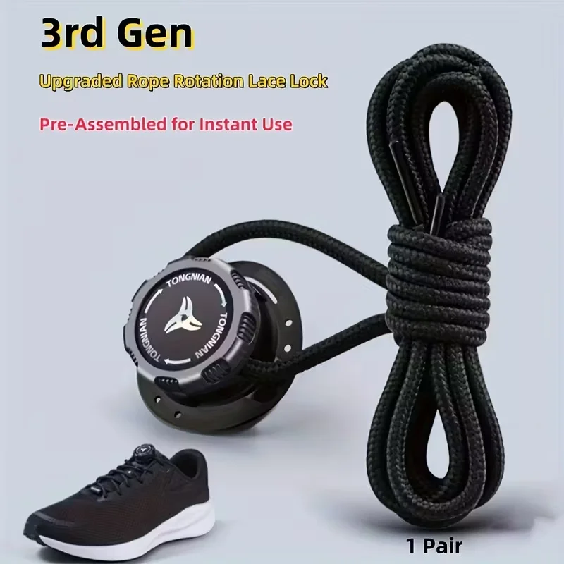Lässige Sneaker-Schnürsenkel mit Schnellbindung, No-Tie-Verriegelungssystem – drehbare Kunststoff-Schnürsenkelverschlüsse – sicheres Sportschuhzubehör mit Schloss Image