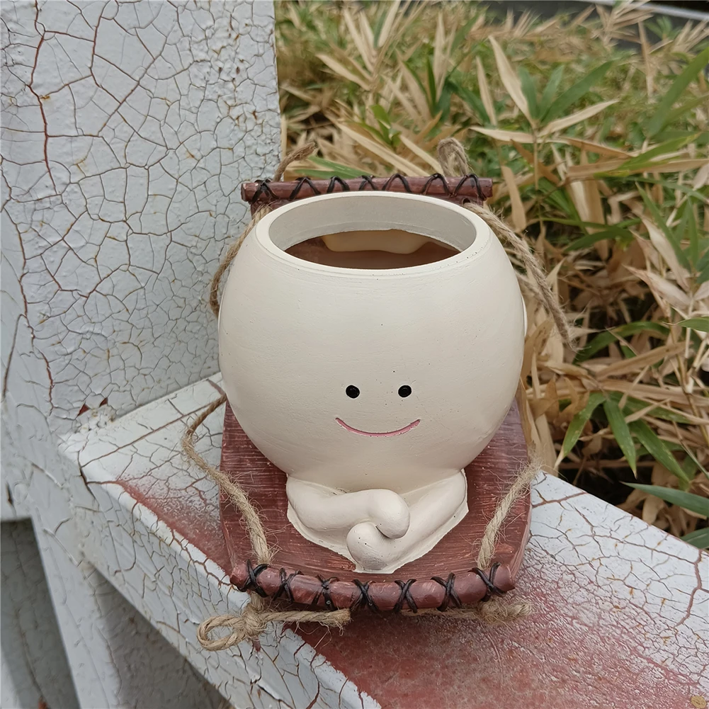 Hängender Hängematten-Pflanzgefäß aus Kunstharz, niedliche Pflanze, Sukkulenten-Töpfe, kreativer hängender Schaukelstuhl-Pflanzgefäß für Innen- und Außenpflanzen Image