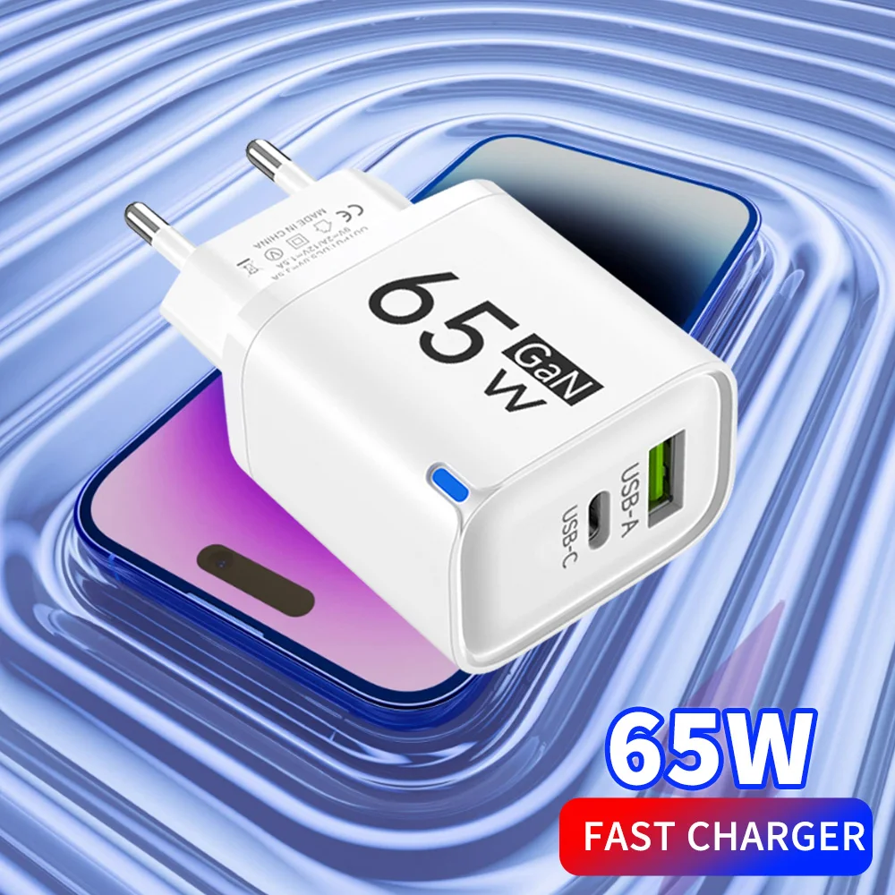 65W GaN Universal USB Schnellladegerät Quick Charge 3.0 USB A USB C PD Schnelllade-Wandladegerät-Adapter für Mobiltelefone Image