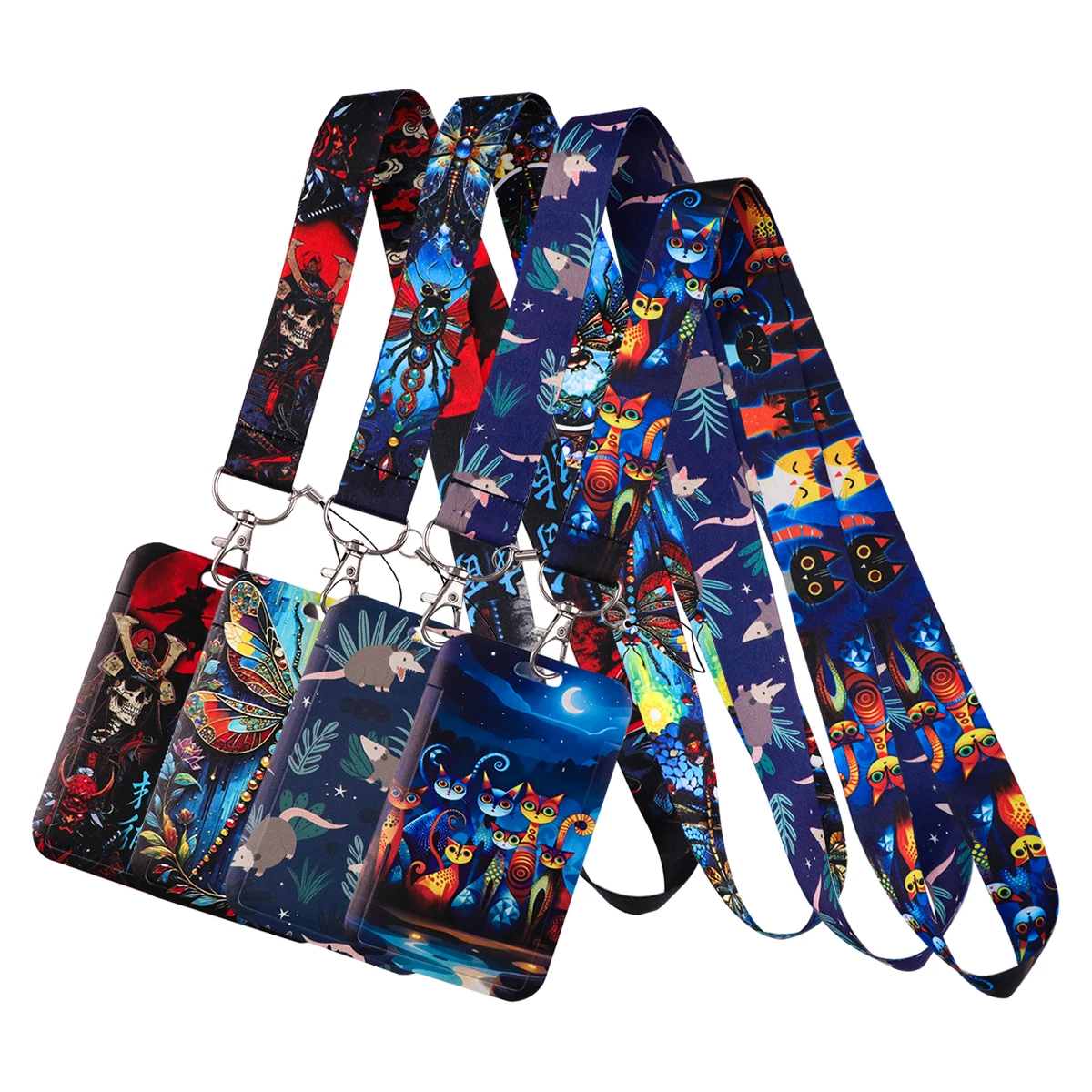 Tiere Katze Opossum Lanyard Umhängeband Schlüsselanhänger Schädel Karte Abdeckung Abzeichen Halter Handy Hängen Seil Schlüsselring Zubehör Geschenke Image