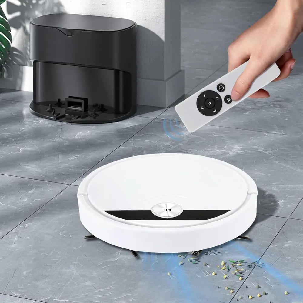 15-W-3-in-1-Roboter-Staubsaugerroboter mit 6 Reinigungsmodi, Fernbedienung und App-Fernbedienung, Kehrmaschine, lange Laufzeit Image