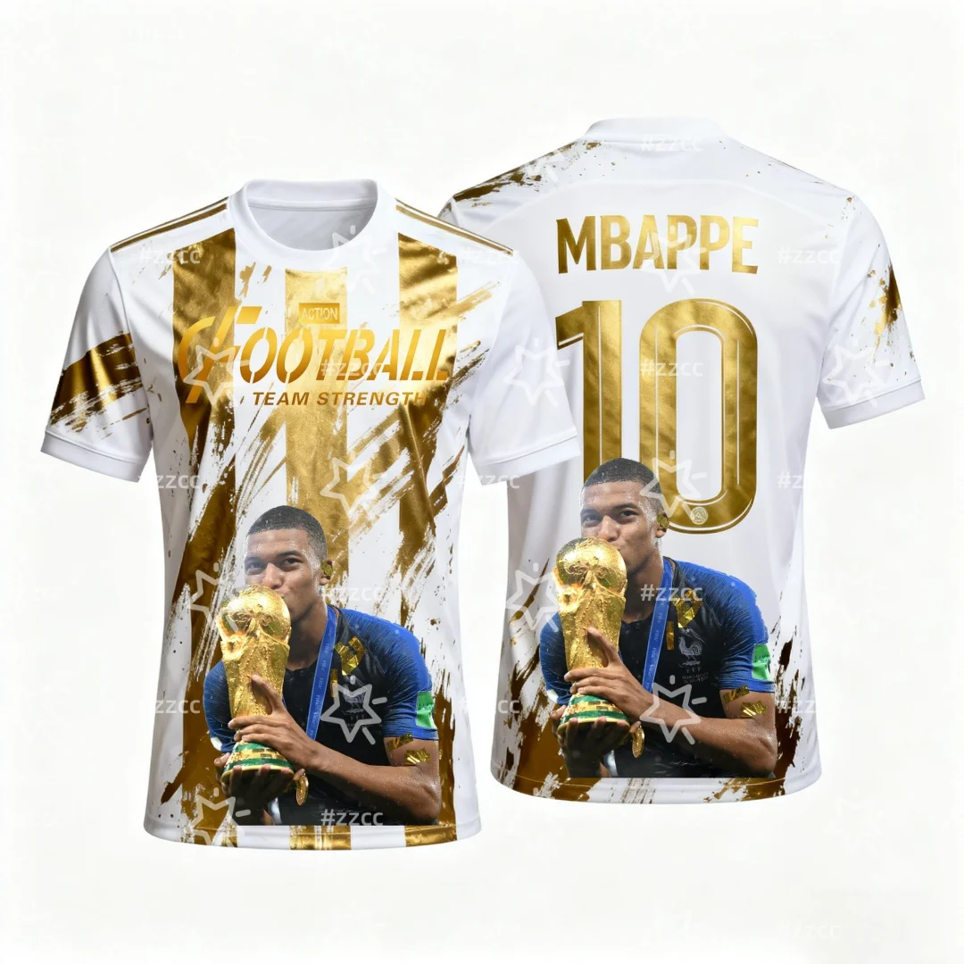 25-26 Mbappe Fan Gedenk Fußballtrikot Herbst Sport Trocken schnell Herren T-Shirt Kinderbekleidung T-Shirt Y2k Frau Image