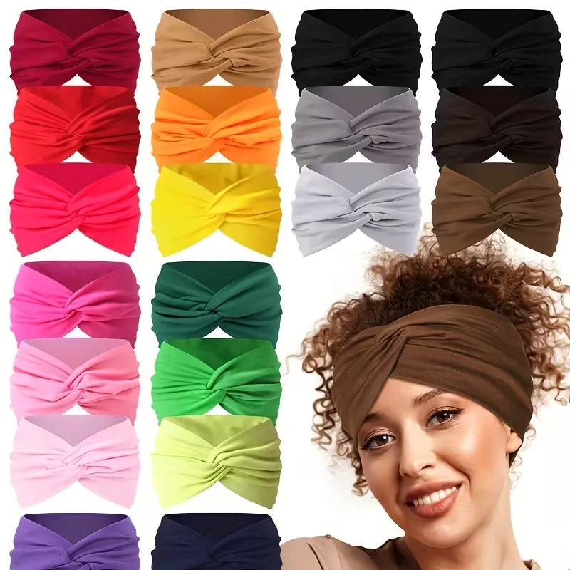 3PCS breites Damen-Haarband in elastischer, einfarbiger Farbe, rutschfestes Haar-Accessoire für Übungen, multifunktionales Accessoire