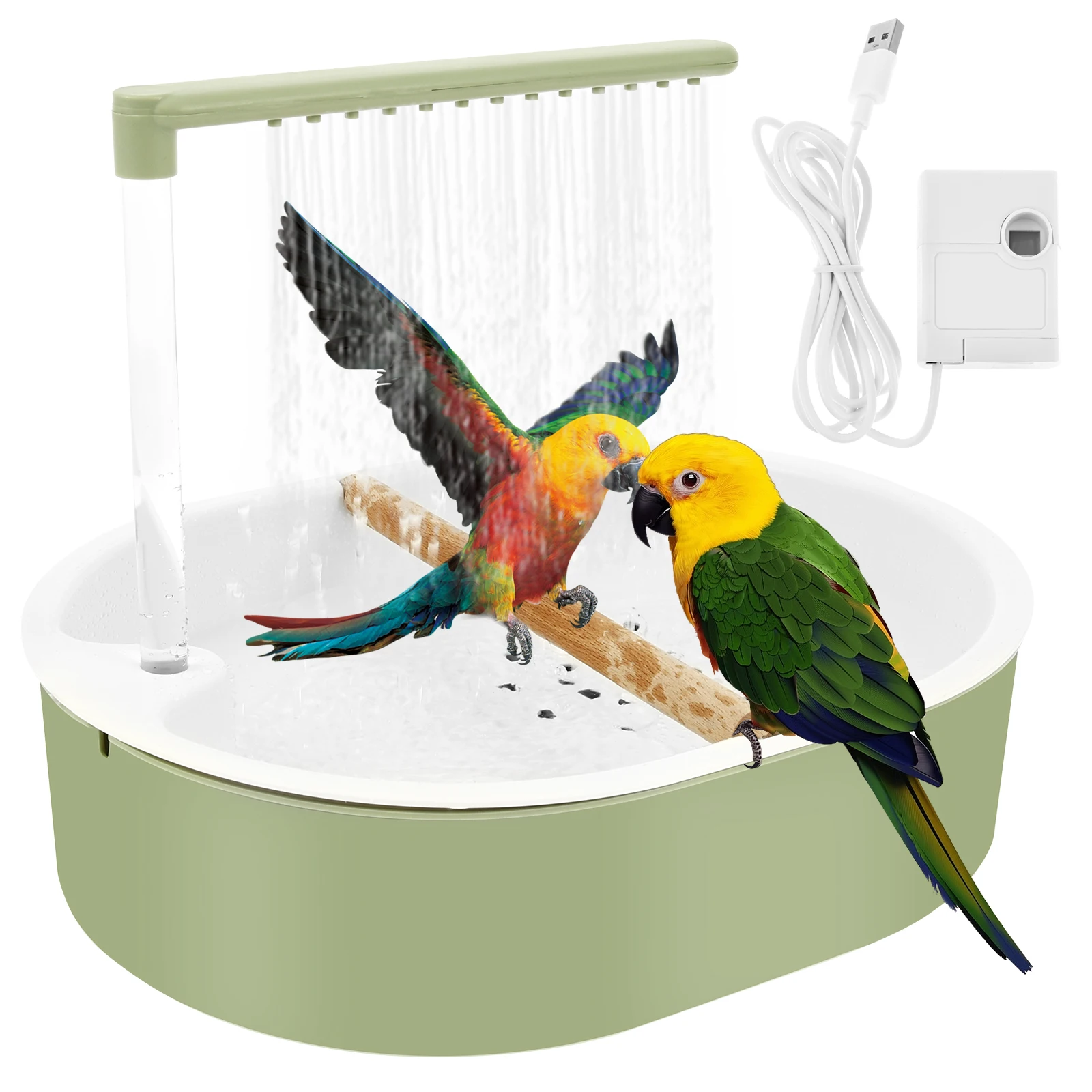 Pappagallo Doccia Automatica Pet Bagno per Uccelli Gabbia Bacino USB Elettrico Circolante Acqua Vasca da Bagno per Uccelli per Lovebird Cockatiel Uccelli Giocattolo