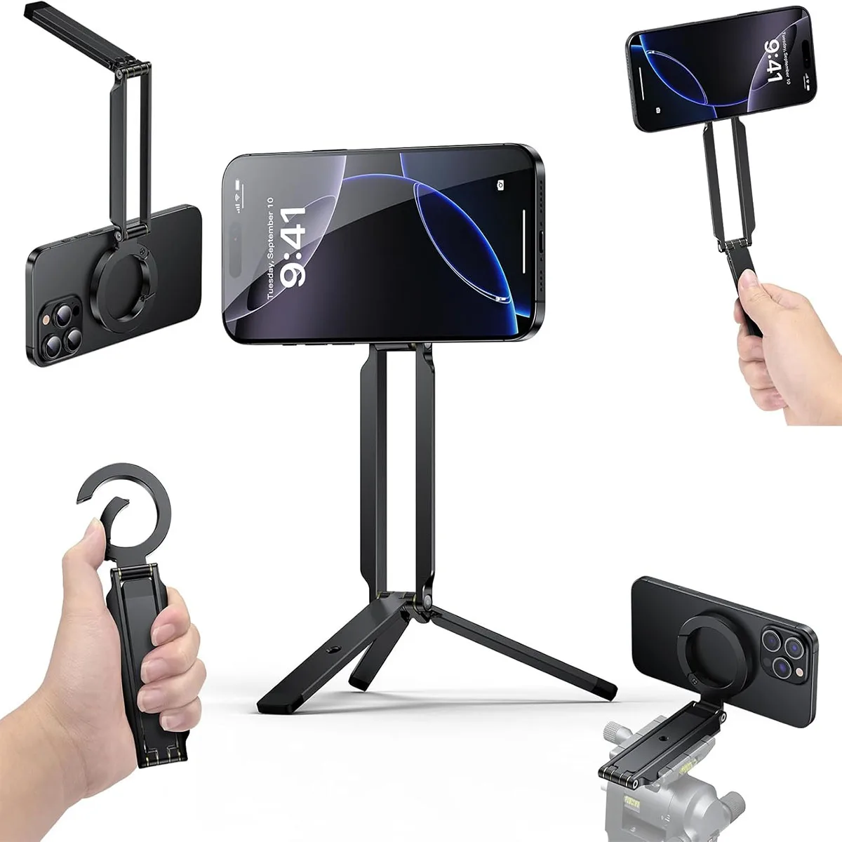 Faltbare tragbare Telefonhalterung Ständer magnetische Handys Stativhalterung für Magsafe iPhone 16 15 14 13 12 Pro Max Samsung Xiaomi Image