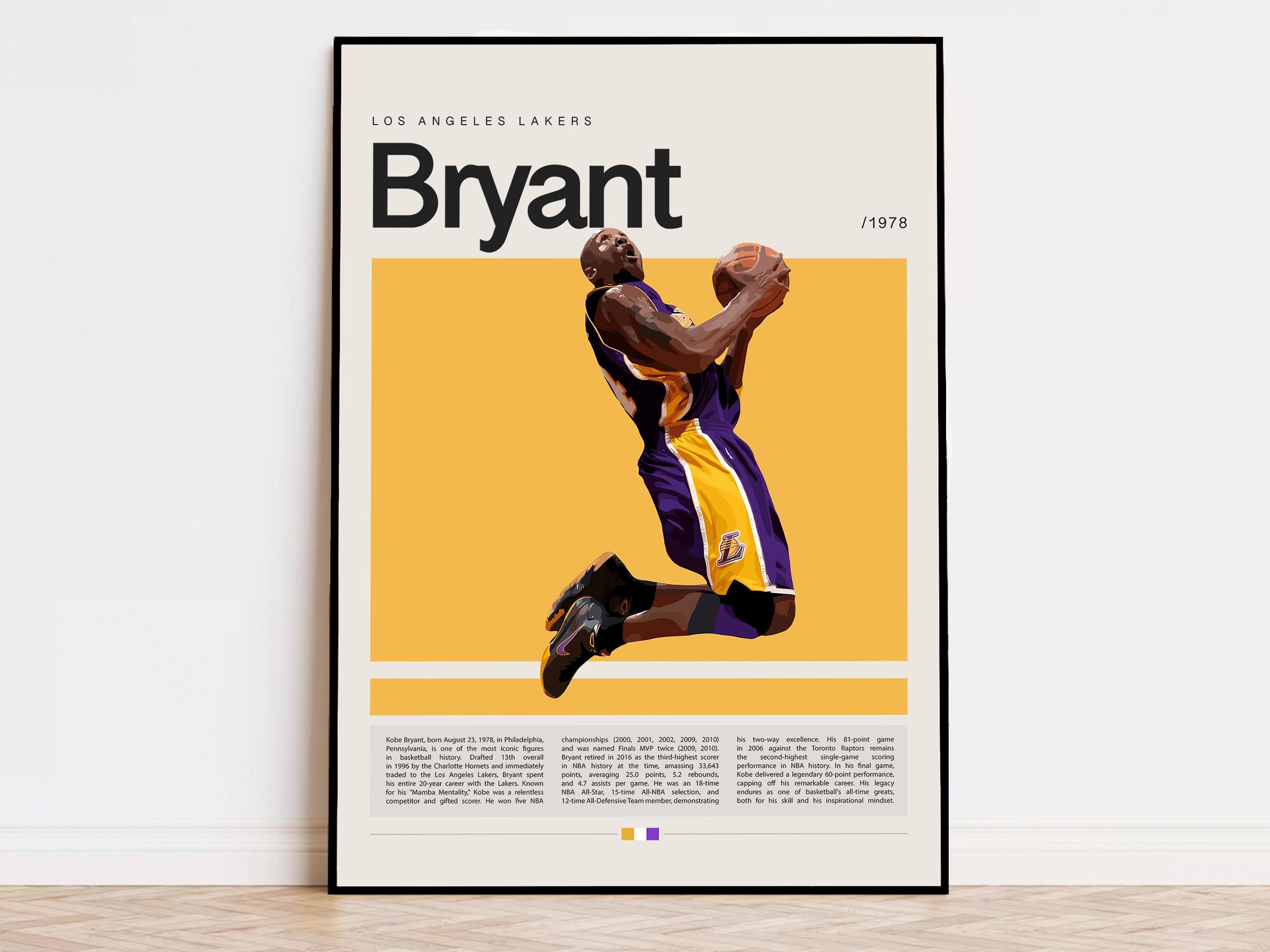 Poster di Kobe Bryant, poster NBA, poster sportivo, Mid Century Modern, fan NBA, regalo di basket, poster sportivi per camera da letto