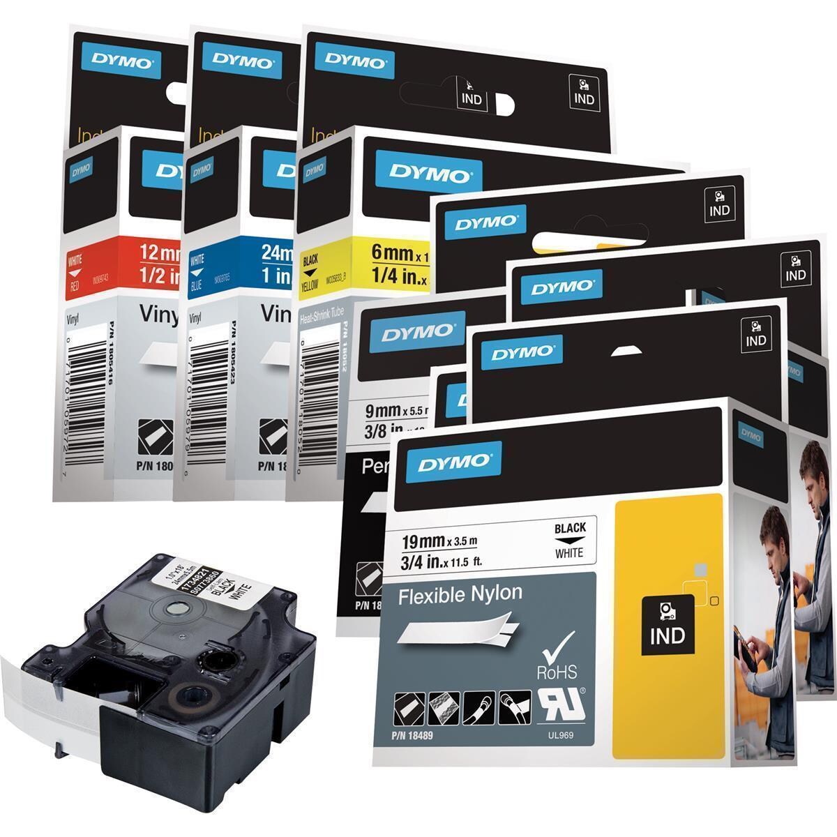 DYMO Schriftbandkassette Rhino ID1 18491 19mmx35m sw auf ge Image