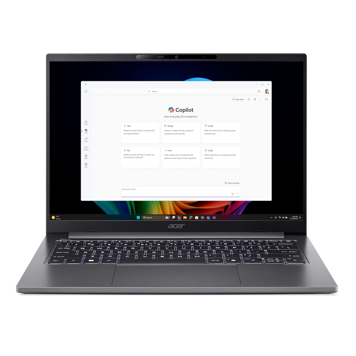 Acer TravelMate X4 (Steel Gray, 14" WUXGA, Intel® Core™ Ultra 7 258V, 32 GB RAM, 500 GB SSD) mit Windows 11 Pro & Office 2024 Pro Image