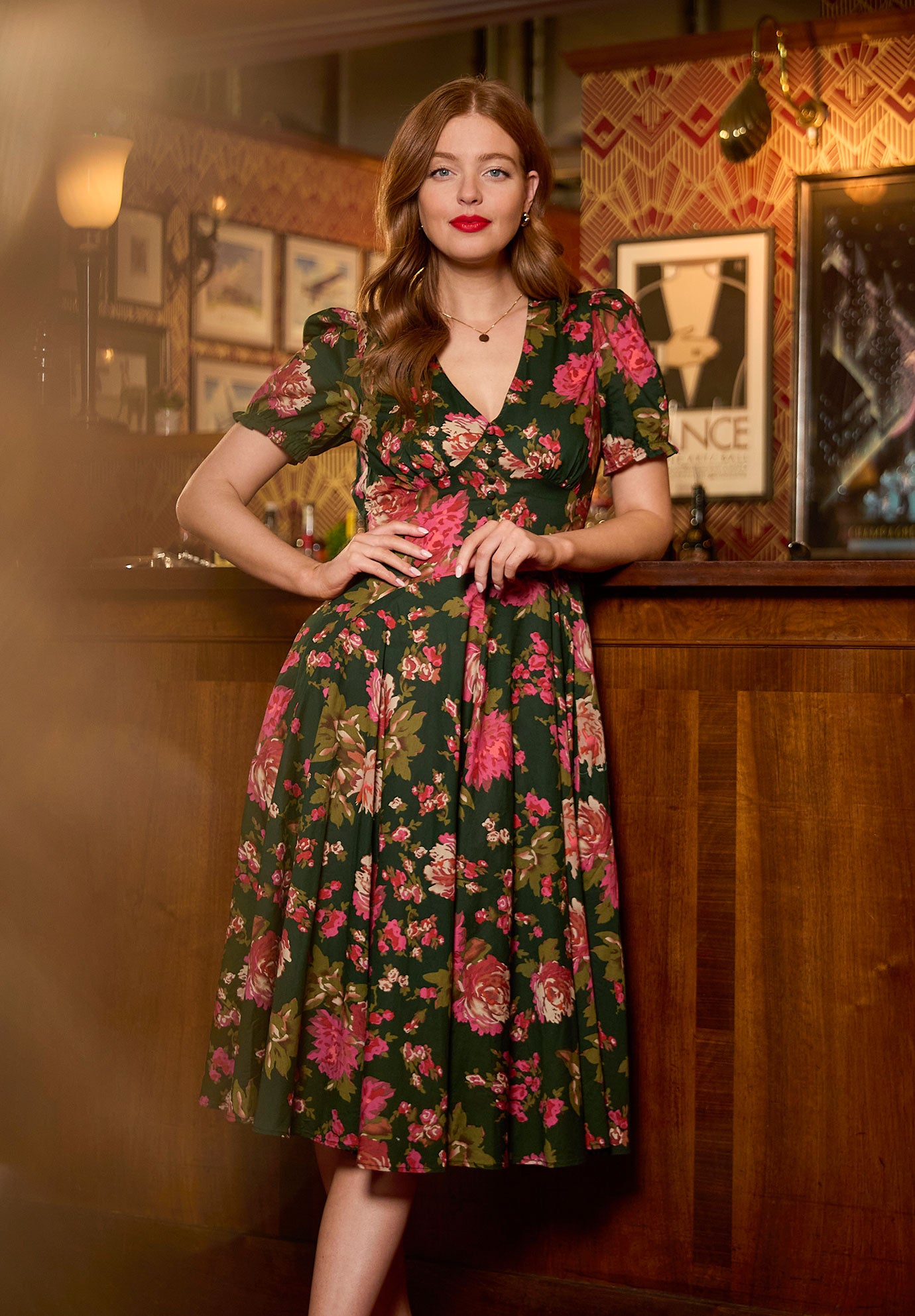 Plus Size Women's A-Line Button Front Midi Dress by Joe Browns in Vintage Floral (Size 18 W)