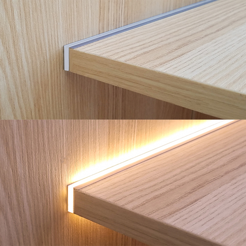 Built in LED Strip Cabinet Shelf, Panel Edge Light Lamp, Invisible Glow Cupboard Back Light only 1 Piece warm White(3000k) 60cm