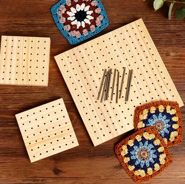 Handcrafted Bamboo Crochet Block Plate Precision Grid Board For Crochet & Weaving Projects 7.9 7.9 Inch