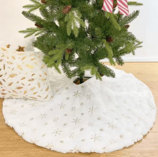Creative Christmas Tree Skirt 38 40cm Holiday Tree Base Carpet For Festive Decor red tree Skirt Diameter: 5pcs