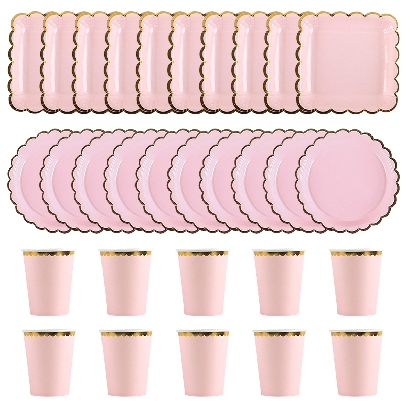 Solid Color Disposable Tableware, Pink Blue Paper Plate Cup Set, Baby Shower Wedding Party Decor, Birthday Supplies 10pcs Blue Cup