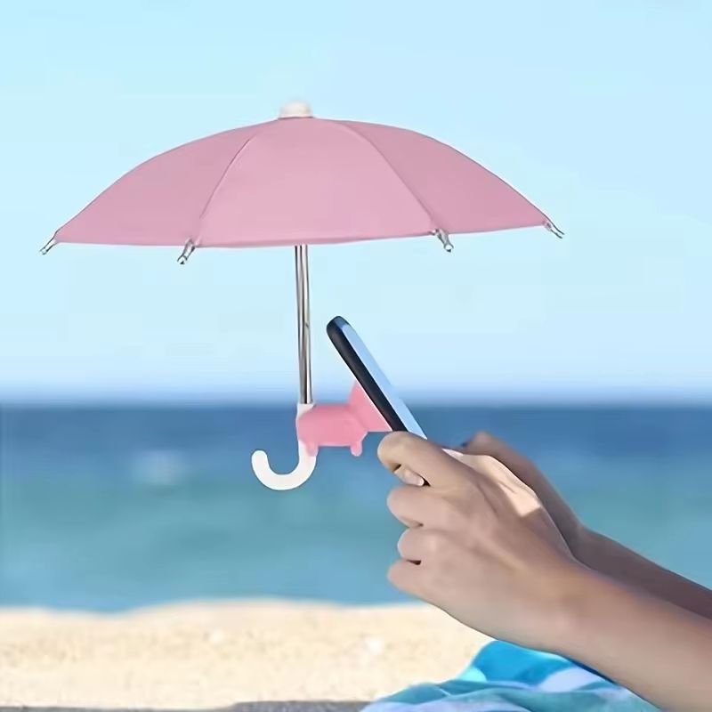 Mini Phone Sunshade Umbrella With Suction Cup Stand Multi Color Mobile Phone Sun Shield Mount black+whiteblue