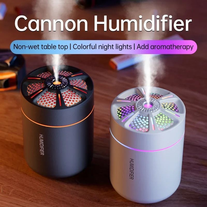 Mini Air Humidifier Aroma Diffuser With Colorful LED Light type A Black